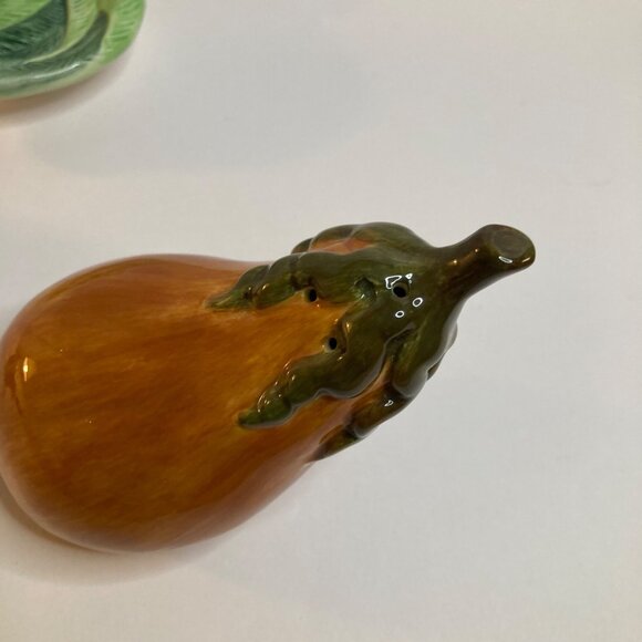 Vintage MCM Fitz & Floyd Eggplant Squash Salt & Pepper Shakers - Picture 6 of 10